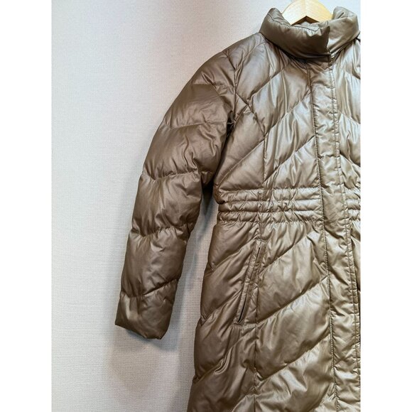 Talbots Womens Puffer Coat Jacket Petite Gold Quilted Full Zip Cozy Winter - Picture 4 of 15